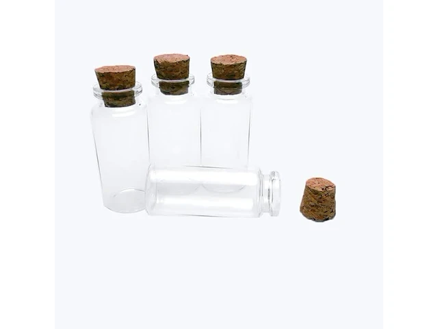 50x mini glazen fles met kurk v 30ml - afbeelding 2 van  3