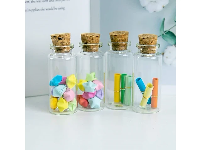 50x mini glazen fles met kurk v 30ml - afbeelding 3 van  3
