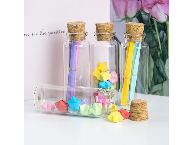 50x mini glazen fles met kurk v 40ml - afbeelding 1 van  4