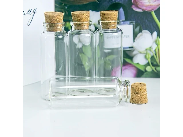 50x mini glazen fles met kurk v 40ml - afbeelding 3 van  4