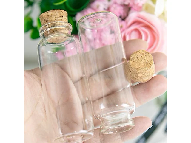 50x mini glazen fles met kurk v 40ml - afbeelding 4 van  4
