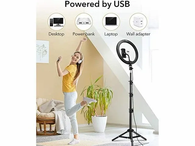 50x selfie ring light 10" met statief - afbeelding 2 van  6