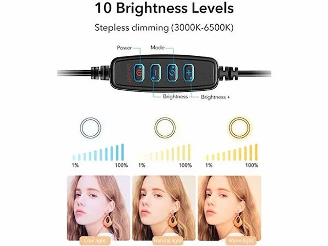 50x selfie ring light 10" met statief - afbeelding 5 van  6
