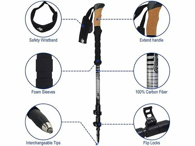50x set carbon wandelstokken 65-135cm - afbeelding 1 van  3