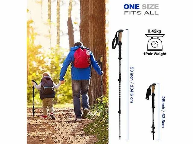 50x set carbon wandelstokken 65-135cm - afbeelding 2 van  3