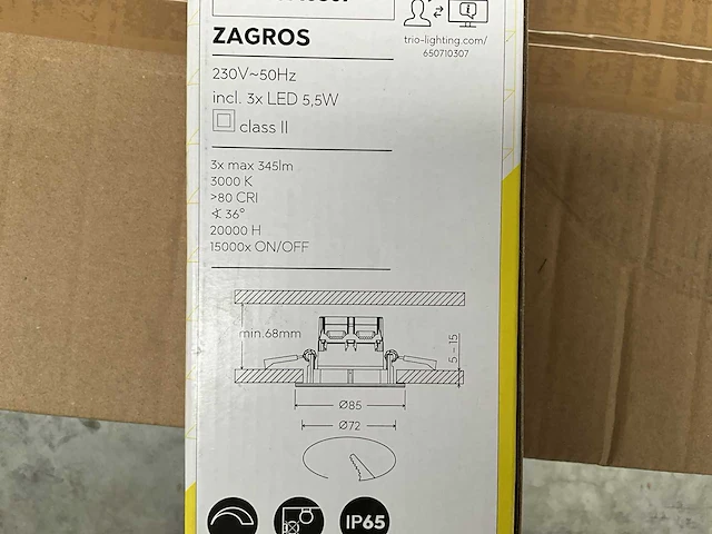 58 x verpakking zagros inbouwspot trio-lighting led - afbeelding 4 van  6