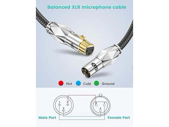 5m premium kabel 3-pin xlr male-female - afbeelding 3 van  3