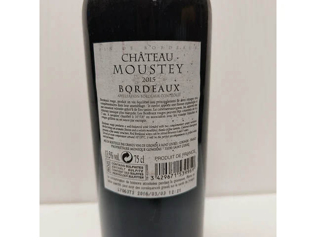 5x 75cl château moustey - afbeelding 2 van  2