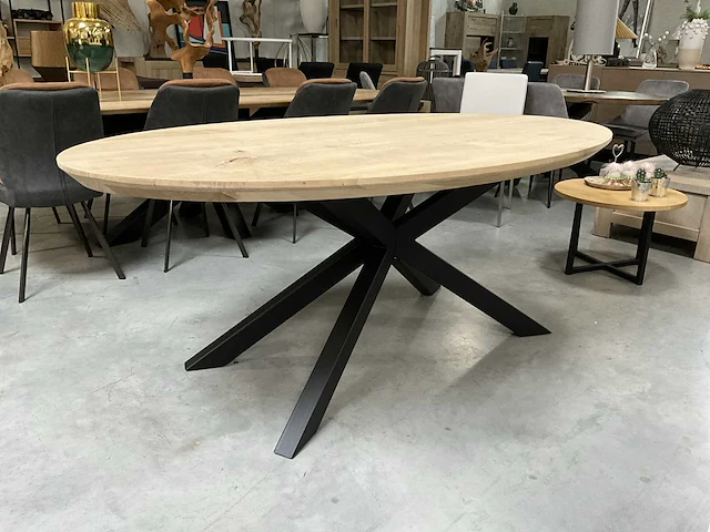 5x eiken eetkamertafel - afbeelding 1 van  5
