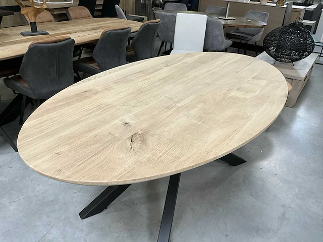 5x eiken eetkamertafel - afbeelding 2 van  5
