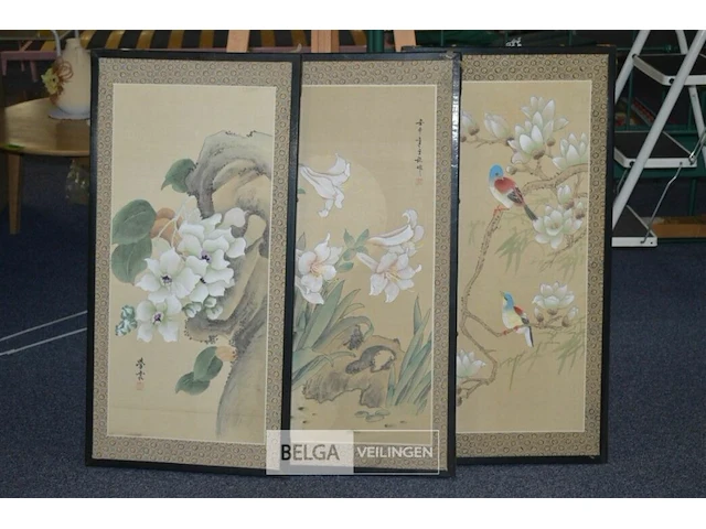 5x gestoffeerde kaders chinees motief 46x91cm - afbeelding 2 van  6