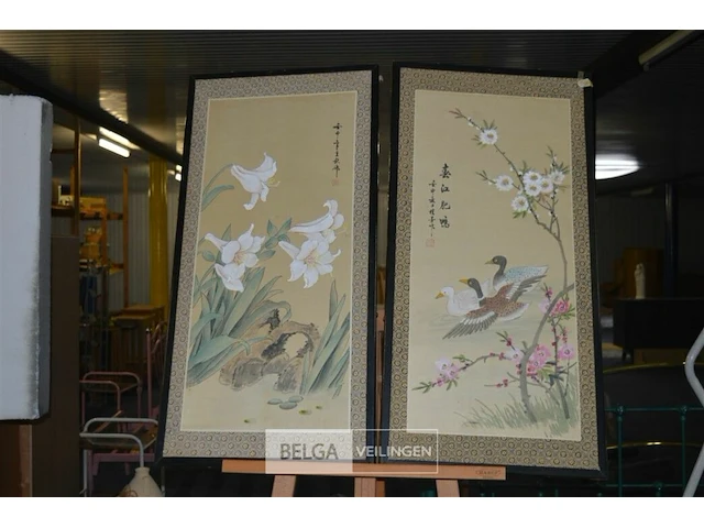 5x gestoffeerde kaders chinees motief 46x91cm - afbeelding 3 van  6