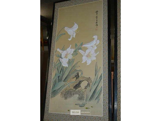 5x gestoffeerde kaders chinees motief 46x91cm - afbeelding 5 van  6