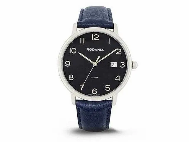 5x herenhorloge rodania raffina, s/s, leather blue, sapphire 5 atm, 2640429 - afbeelding 1 van  1