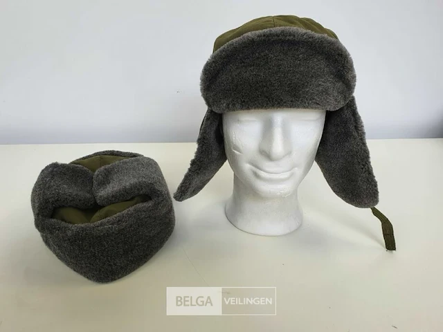 (5x) ussr wintermuts gevoerd, olijfgroen - afbeelding 1 van  4
