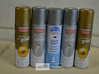 5x150ml deco spray( 3xzilver,2x goud) - afbeelding 1 van  3