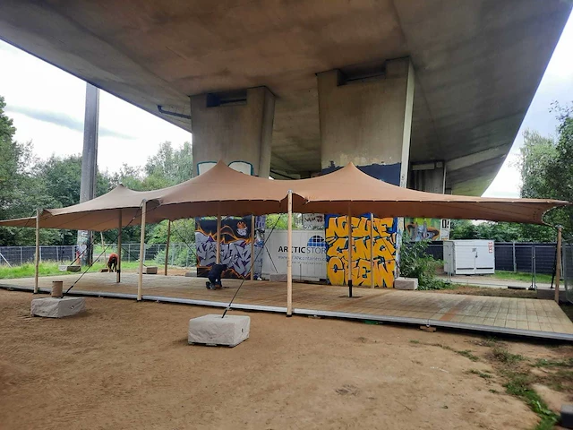 5x20m beige stretch tentzeil - afbeelding 3 van  3