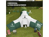 6-9 persoons tent met slaapkamers en woonkamer, accessoires inbegrepen, groen - afbeelding 5 van  7