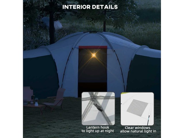 6-9 persoons tent met slaapkamers en woonkamer, accessoires inbegrepen, groen - afbeelding 7 van  7
