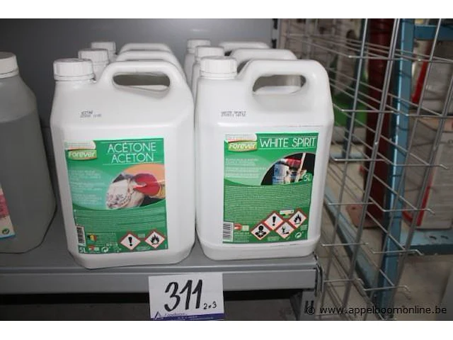 6 bussen a 5l aceton en white spirit - afbeelding 1 van  1