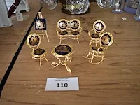 6-delig miniatuur salon koperkleur met medaillon limoges - afbeelding 1 van  6