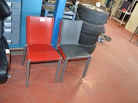 6 design stoelen effezeta (4 rood, 2 grijs)