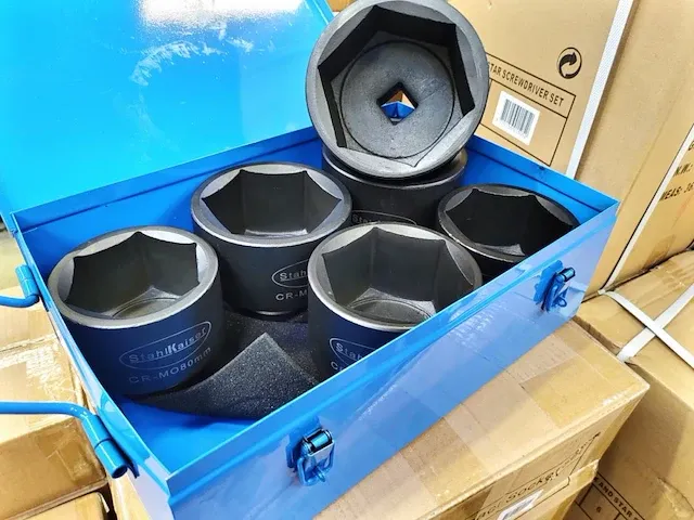 6 dlg zware krachtdoppenset 1" 80-105mm - afbeelding 1 van  3