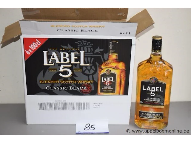 6 flessen à 1ltr whisky label 5 40% - afbeelding 1 van  2