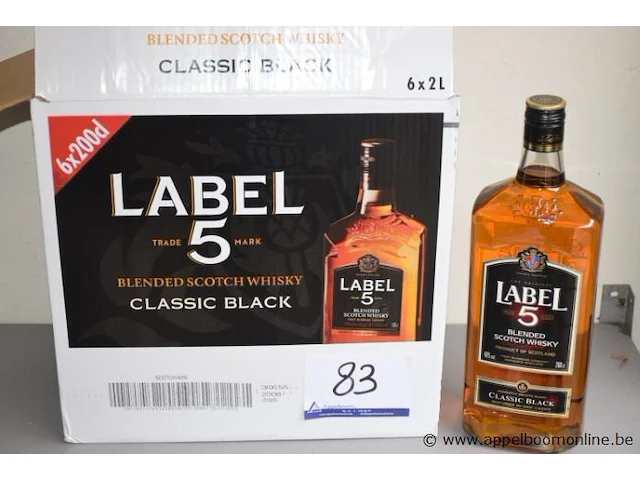 6 flessen à 2ltr whisky label 5 40% - afbeelding 1 van  2