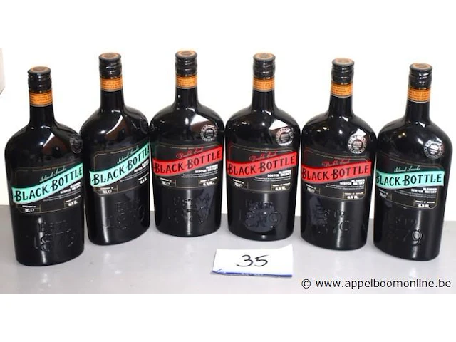 6 flessen à 70cl whiskey black bottle, 3x double cask, 3x island smoke 46,3% - afbeelding 1 van  2