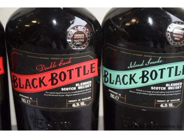 6 flessen à 70cl whiskey black bottle, 3x double cask, 3x island smoke 46,3% - afbeelding 2 van  2