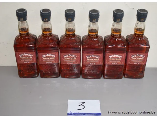 6 flessen à 70cl whiskey jack daniels triple mash 50% - afbeelding 1 van  2