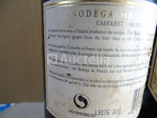 6 flessen bodega de familia undurraga talagante 1996 - afbeelding 3 van  4