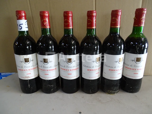 6 flessen bordeaux supérieur château la croix des lauriers 1986 - afbeelding 2 van  6