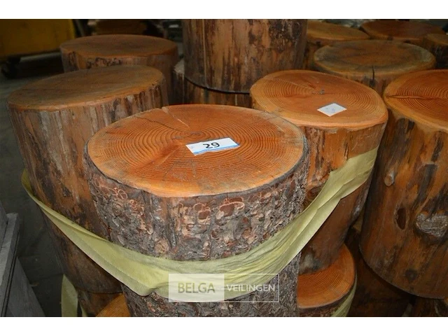 6 houten zitblokken diverse maten ± 0,45cm hoog + ± 0,36cm ø - afbeelding 2 van  4