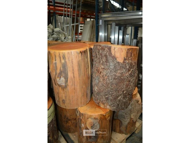 6 houten zitblokken diverse maten ± 0,50cm hoog + ± 0,38cm ø - afbeelding 3 van  4