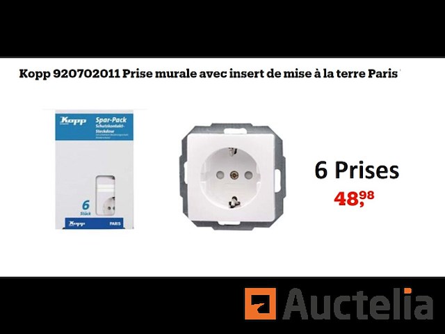 6 kopp paris white wall stopcontacten met geaard inzetstuk - afbeelding 1 van  1