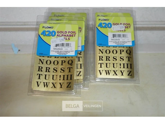 6 pakjes flomo gold foil alphabet labels - afbeelding 1 van  3
