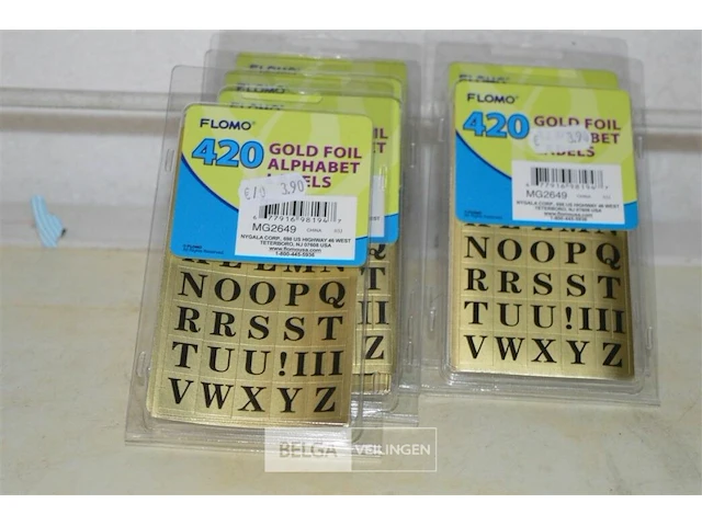 6 pakjes flomo gold foil alphabet labels - afbeelding 1 van  3