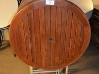 6 plooitafels rond hoog teak blad (1123)