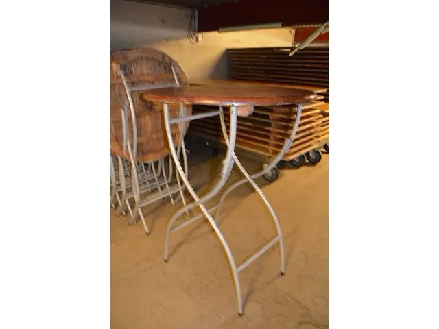 6 plooitafels rond hoog teak blad (1123) - afbeelding 5 van  5