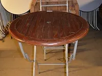 6 plooitafels rond hoog teak blad (1123) - afbeelding 5 van  5
