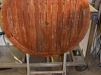 6 plooitafels rond hoog teak blad (1123)