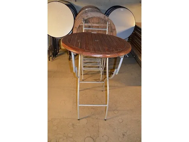 6 plooitafels rond hoog teak blad (1123) - afbeelding 5 van  5