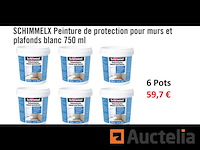 6 potjes beschermende verf voor muren en plafonds wit 750 ml schimmel - afbeelding 1 van  1