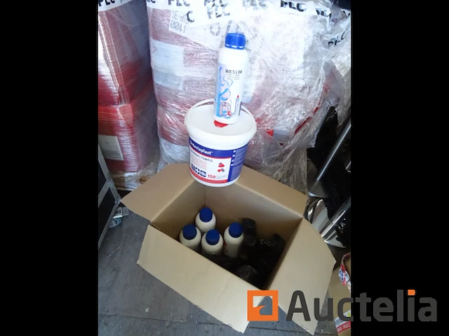 6 potjes van 2 kg professionele weslim afvoerreiniger, 1 emmer desinfecterende doekjes, set vuilniszakken - afbeelding 1 van  5