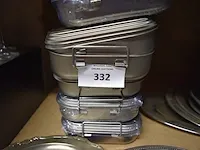6 rechthoekige dozen in metaal, 12 inox schotels, 6 inox kommen - afbeelding 2 van  7