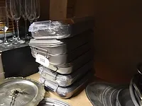 6 rechthoekige dozen in metaal, 12 inox schotels, 6 inox kommen - afbeelding 7 van  7
