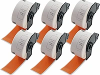 6 rollen dk-11208 grote oranje adreslabels compatibel met brother - afbeelding 1 van  3