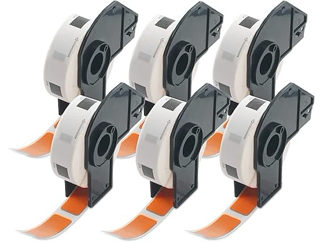 6 rollen dk-11208 grote oranje adreslabels compatibel met brother - afbeelding 1 van  5